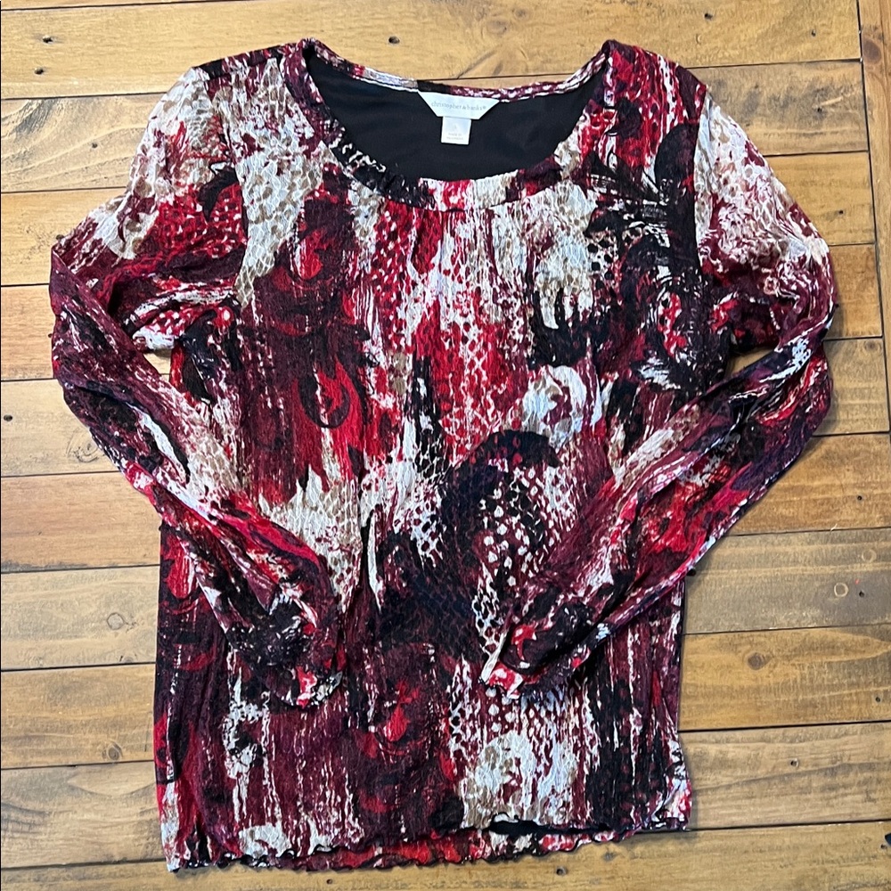 Christopher & Banks Red and Black Patterned Blouse